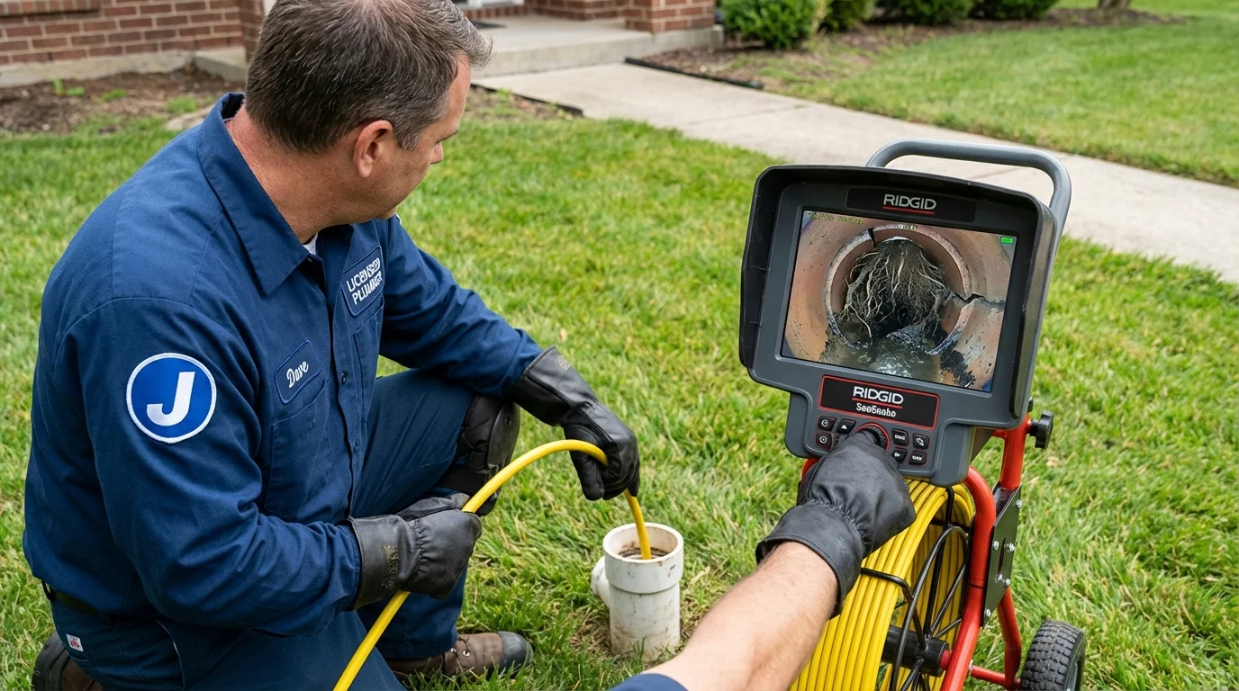Sewer camera inspection being performed by Johns Plumbing LLC in Dayton
